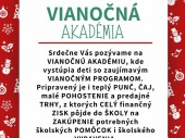 Oznam ZRPŠ: Vianočná akadémia, streda, 21.12.2022